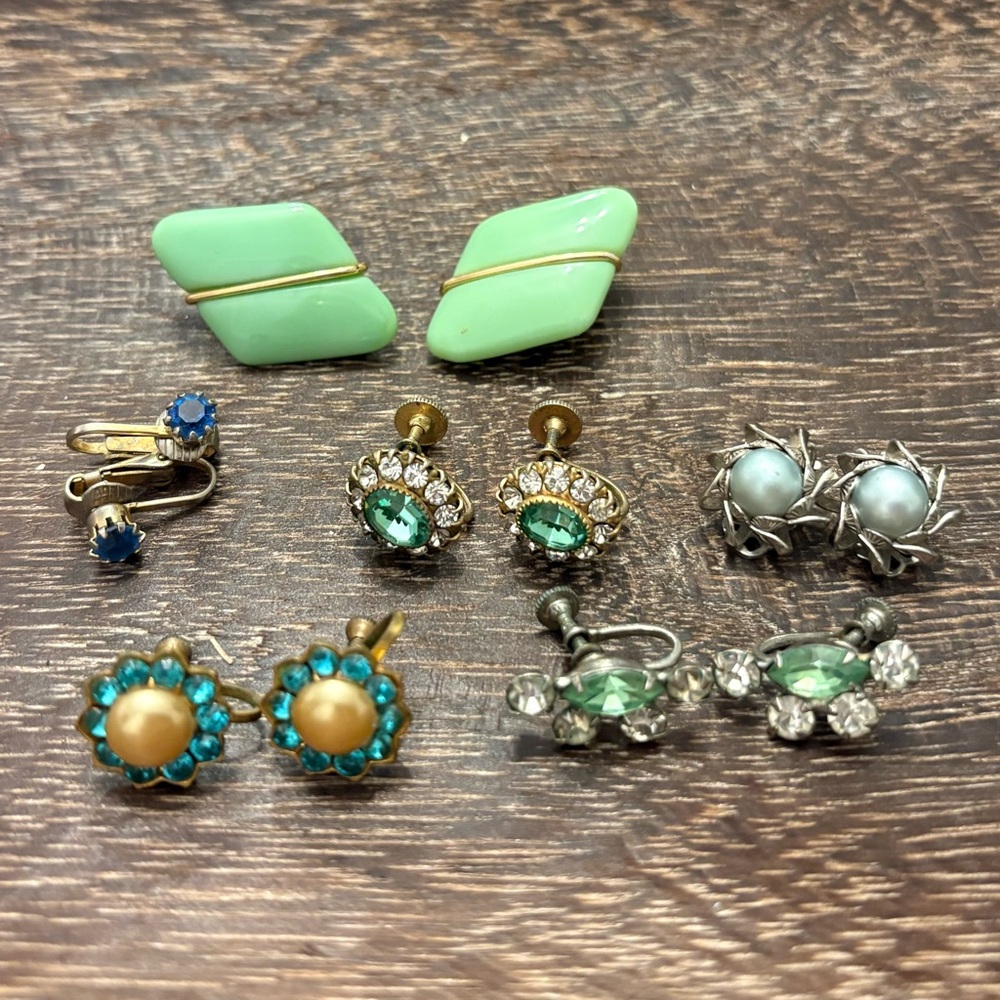 Vintage Blue/Green Earring Lot